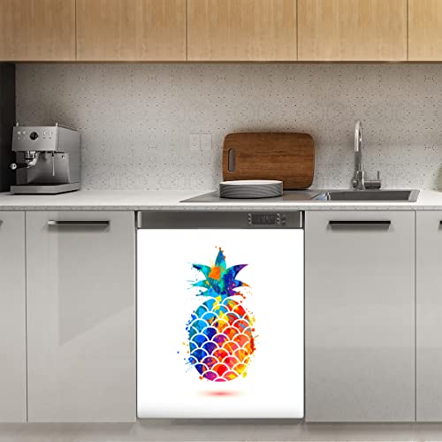 Bunte Ananas-Geschirrspüler-Magnetabdeckung, Aquarell-Ananas, magnetische Dekoration, Panel, Magnet-Stiker für Kühlschrank, Küche, Dekoration, Tür, 58,4 x 66 cm von TropicalLife