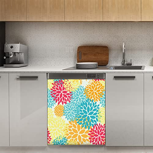 Bunte florale Geschirrspüler-Magnetabdeckung, Frühlingsblumen, magnetische Dekoration, Panel, Magnet-Stiker für Kühlschrank, Küche, Dekoration, Tür, 58,4 x 66 cm von TropicalLife