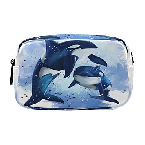 COZYhome Federmäppchen Wasserfarben Ocean Killer Wal Bleistifttaschen Reißverschluss Schreibwaren Tasche für Mädchen Jungen Frauen Kosmetik Make-up Tasche mit Fächern von TropicalLife