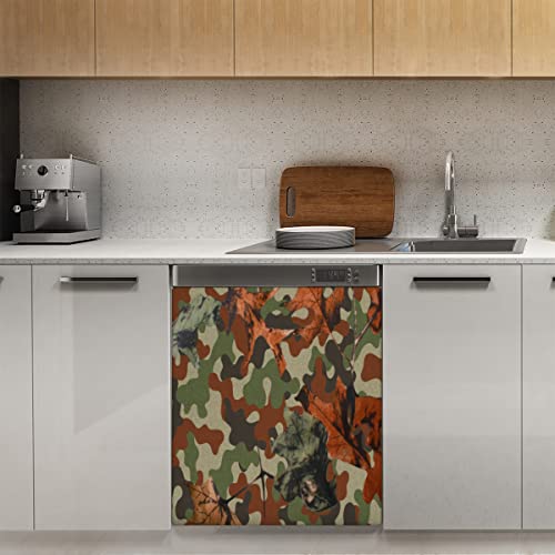 Camo Camouflage Blätter Geschirrspüler Magnetabdeckung Fall Magnetische Dekor Panel Magnet Stiker für Kühlschrank Küche Dekoration Tür Magnetaufkleber 58,4 x 66 cm von TropicalLife