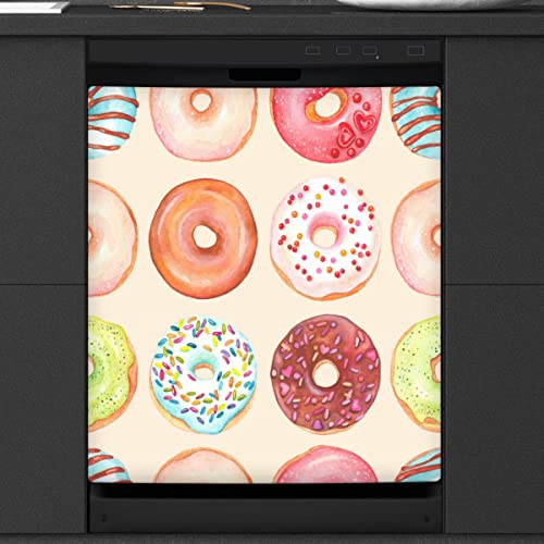 Dessert Donuts Geschirrspüler Magnetische Abdeckung Lebensmittel Muster Front Geschirrspüler Abdeckung für Kühlschrank Küche Dekoration Tür Magnetaufkleber 58,4 x 66 cm von TropicalLife