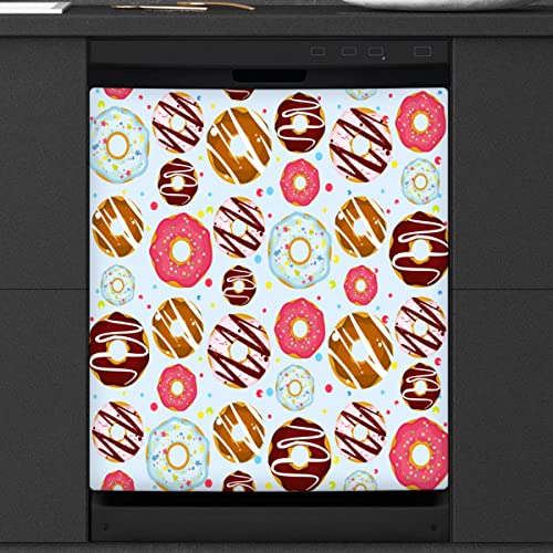 Food Donuts Muster Geschirrspüler Magnetische Abdeckung Front Geschirrspüler Abdeckung für Kühlschrank Küche Dekoration Tür Magnetaufkleber 58,4 x 66 cm von TropicalLife