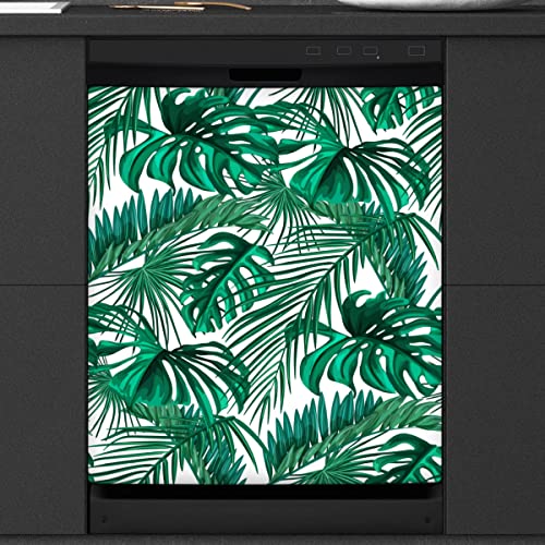 Forest Tropische Palmenblätter Geschirrspüler Magnetische Abdeckung Front Geschirrspüler Abdeckung für Kühlschrank Küche Dekoration Tür Magnetaufkleber 58,4 x 66 cm von TropicalLife