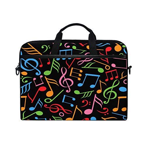 HaJie Laptop-Tasche, buntes Musiknoten-Muster, Laptop-Tasche, 35,6 - 36,8 cm, Schutzhülle, Reise-Aktentasche mit Schultergurt für Männer, Frauen, Jungen und Mädchen von TropicalLife