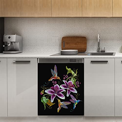 Kolibri-Orchidee, Geschirrspüler-Magnetabdeckung, Frühlingsblumen, magnetische Dekoration, Panel, Magnet-Stiker für Kühlschrank, Küche, Dekoration, Tür, magnetischer Aufkleber, 58,4 x 66 cm von TropicalLife