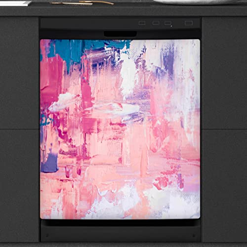 Kunst Abstrakte Malerei Geschirrspüler Magnetabdeckung Rosa Front Geschirrspüler Abdeckung für Kühlschrank Küche Dekoration Tür Magnetaufkleber 58,4 x 66 cm von TropicalLife