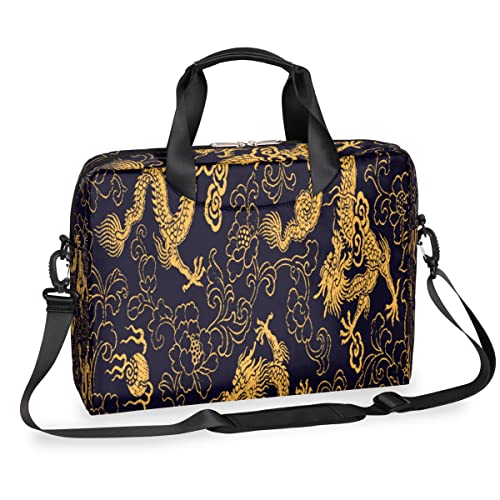 Laptop-Tasche im Vintage-Stil, chinesischer Drachen-Design, für 13-16 Zoll (13-16 Zoll) Laptop, Schultertasche, Aktentasche von TropicalLife