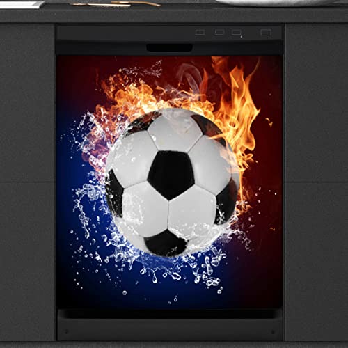 Magnetische Abdeckung für Fußball, Feuer, Geschirrspüler, Fußball, Sport, Geschirrspüler-Abdeckung für Kühlschrank, Küche, Dekoration, Tür, magnetisch, 58,4 x 66 cm von TropicalLife