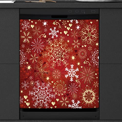 Magnetische Abdeckung für Geschirrspüler, Weihnachten, Schneeflocken, Geschirrspüler-Abdeckung für Kühlschrank, Küche, Dekoration, Tür, 58,4 x 66 cm von TropicalLife