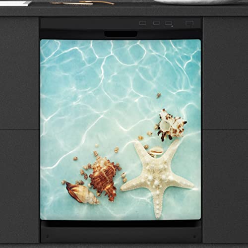 Ocean Sea Seestern Muschel Geschirrspüler Magnetische Abdeckung Front Geschirrspüler Abdeckung für Kühlschrank Küche Dekoration Tür Magnetaufkleber 58,4 x 66 cm von TropicalLife
