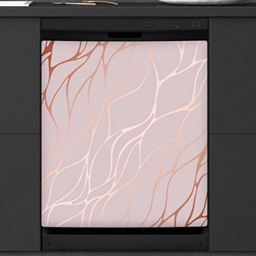 Roségold Marmor Geschirrspüler Magnetabdeckung Rosa Front Geschirrspüler Abdeckung für Kühlschrank Küche Dekoration Tür Magnetaufkleber 58,4 x 66 cm von TropicalLife