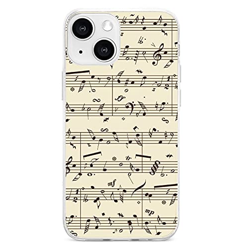 SEEKJOYS iPhone 13 Hülle Musik Symbole Muster 6,1 Zoll Clear Cover Stoßfest Fallschutz Hülle Flexibel TPU Nicht Gelb Kratzfest Handyhülle Slim Dünn 6,1 Zoll 2021 von TropicalLife