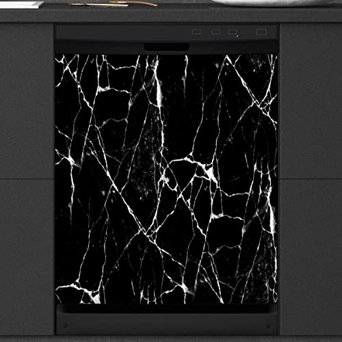 Schwarze Marmor-Textur, Geschirrspüler-Abdeckung, magnetische Abdeckung, für Kühlschrank, Küche, Dekoration, Tür, magnetischer Aufkleber, 58,4 x 66 cm von TropicalLife