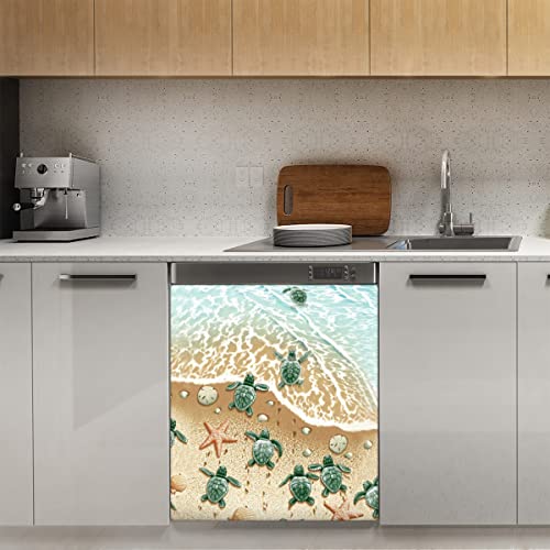 Sea Beach Turtle Geschirrspüler-Magnetabdeckung, Meeresschildkröte, magnetische Dekoration, Panel, Magnet-Stiker für Kühlschrank, Küche, Dekoration, Tür, 58,4 x 66 cm von TropicalLife