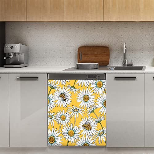 Spring Daisys gelbe Geschirrspüler-Magnetabdeckung, magnetische Dekoration, Panel-Magnet-Stiker für Kühlschrank, Küche, Dekoration, Tür, magnetischer Aufkleber, 58,4 x 66 cm von TropicalLife