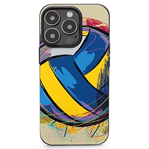 TropicalLife SEEKJOYS iPhone 13 Pro Hülle Farbe Volleyball Muster Stoßfeste Hülle 6,1 Zoll rutschfeste Ganzkörperschutz Hülle Ultra dünn schlank kompatibel mit iPhone 13 Pro Hülle 5G 2021 (schwarz) von TropicalLife