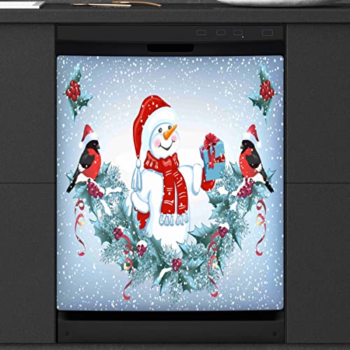 Weihnachten Schneemann Vogel Geschirrspüler Magnetische Abdeckung Urlaub Front Geschirrspüler Abdeckung für Kühlschrank Küche Dekoration Tür Magnetaufkleber 58,4 x 66 cm von TropicalLife