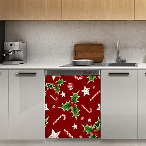 Weihnachts-Zuckerstange, Geschirrspüler-Magnetabdeckung, magnetische Dekoration, Panel-Magnet-Stiker für Kühlschrank, Küche, Dekoration, Tür, magnetischer Aufkleber, 58,4 x 66 cm von TropicalLife