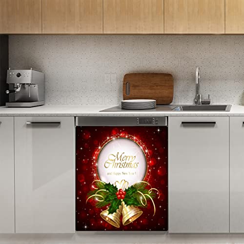 Weihnachtsbaumglocke Geschirrspüler-Magnetabdeckung, Weihnachtsgeschenk, magnetische Dekoration, Panel, Magnet-Stiker für Kühlschrank, Küche, Dekoration, Tür, magnetischer Aufkleber, 58,4 x 66 cm von TropicalLife