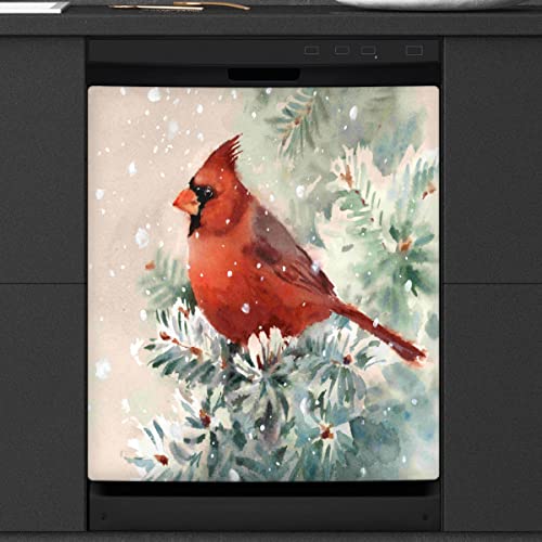 Winter Weihnachten Vogel Geschirrspüler Magnetische Abdeckung Front Geschirrspüler Abdeckung für Kühlschrank Küche Dekoration Tür Magnetaufkleber 58,4 x 66 cm von TropicalLife