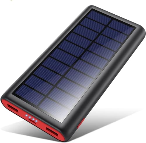 Trswyop Solar Powerbank 26800mAh,[2024 Intelligenter Steuerungs-IC] 2 USB Aufladen mit 4 LED-Anzeigen Externer Akku Ideal für Camping Outdoor Kompatibel mit iPhone 15/14/13 Pro Max,Samsung,Huawei -Rot von Trswyop