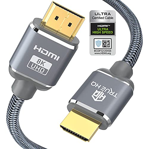 True HQ Ultra High Speed HDMI Kabel 2.1 Zertifiziert 1M Premium 8K HDMI Kabel Ultra HD 48Gbps,8K @ 60Hz 4K @ 120Hz 144Hz RTX3080 PS5 Xbox Series X,VRR eARC HDCP 2.2/2.3 Dolby HDR10 4:4:4:4 LG OLED TV von True HQ