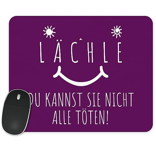 True Statements Mauspad Lächle Du Kannst Sie Nicht Alle Töten - lustiges Mauspad mit Spruch 230x190mm weich, Hintergrund lila von True Statements