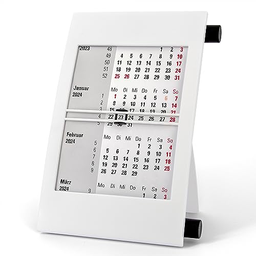 Truento 3-Monats-Tischkalender für 2 Jahre (2024 & 2025) - mit Drehmechanik - weiß/schwarz von Truento