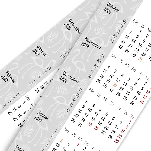 Truento Kalendarium "FLAMINGO" für 2 Jahre (2024 & 2025) - passend für 3-Monats-Tischkalender mit Drehmechanik von Truento