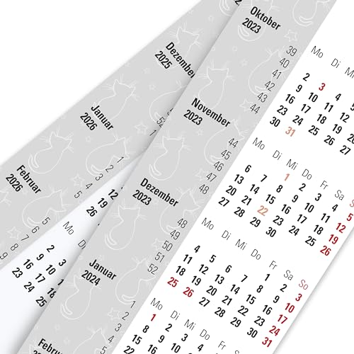Truento Kalendarium "KATZE" für 2 Jahre (2024 & 2025) - passend für 3-Monats-Tischkalender mit Drehmechanik von Truento
