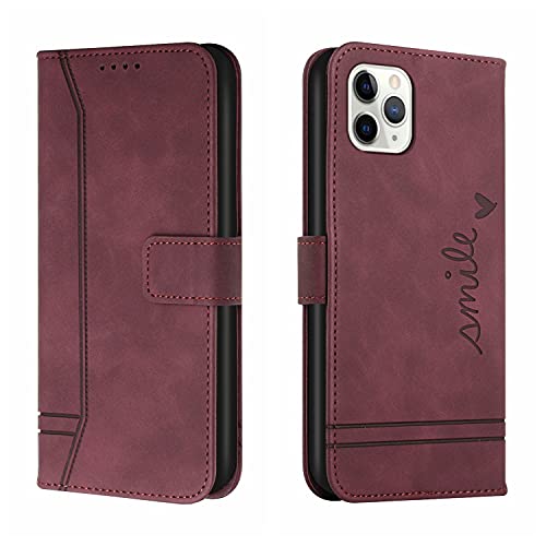 Trugox Handyhülle für Apple iPhone 11 Pro Max Hülle Klappbar Klapphülle mit Kartenfach Handytasche Handy Schutzhülle Tasche Leder Wallet Flip Case Slim Book Cover - Bordeauxrot von Trugox