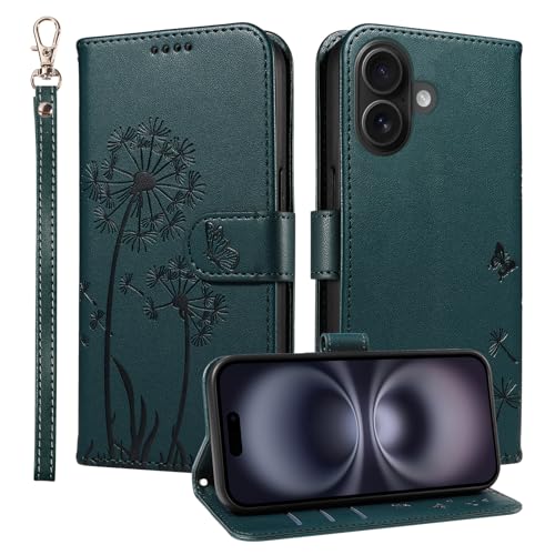 Trugox Handyhülle für Apple iPhone 16 Klapphüll Löwenzahn Hülle Klappbare mit Kartenfach Handytasche Schutzhülle Handy Tasche Leder Wallet Flip Case Cover - Blaugrün Trugox Handyhülle für Apple iPhone 16 Klapphüll Löwenzahn Hülle Klappbare mit Kartenfach Handytasche Schutzhülle Handy Tasche Leder Wallet Flip Case Cover - Blaugrün von Trugox