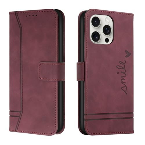Trugox Handyhülle für Apple iPhone 16 Pro Hülle Klappbar Klapphülle mit Kartenfach Handytasche Handy Schutzhülle Tasche Leder Wallet Flip Case Slim Book Cover - Bordeauxrot Trugox Handyhülle für Apple iPhone 16 Pro Hülle Klappbar Klapphülle mit Kartenfach Handytasche Handy Schutzhülle Tasche Leder Wallet Flip Case Slim Book Cover - Bordeauxrot von Trugox