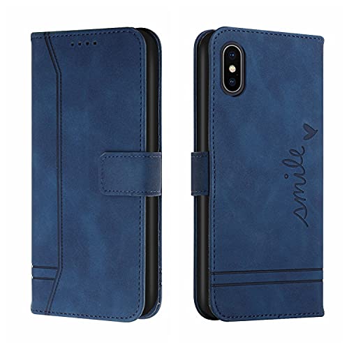 Trugox Handyhülle für Apple iPhone X/iPhone XS Hülle Klappbar Klapphülle mit Kartenfach Handytasche Handy Schutzhülle Tasche Leder Wallet Flip Case Slim Book Cover - Blue von Trugox