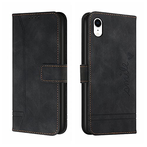 Trugox Handyhülle für Apple iPhone XR Hülle Klappbar Klapphülle mit Kartenfach Handytasche Handy Schutzhülle Tasche Leder Wallet Flip Case Slim Book Cover - Black von Trugox