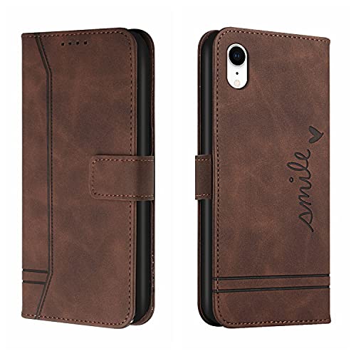 Trugox Handyhülle für Apple iPhone XR Hülle Klappbar Klapphülle mit Kartenfach Handytasche Handy Schutzhülle Tasche Leder Wallet Flip Case Slim Book Cover - Brown von Trugox