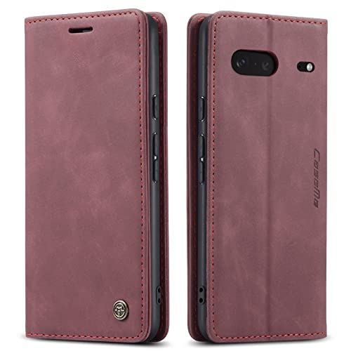 Trugox Handyhülle für Google Pixel 7 5G Hülle Klappbar Klapphülle mit Kartenfach Handytasche Schutzhülle Handy Tasche Leder Geldfach Wallet Flip Case Book Cover - Bordeauxrot von Trugox