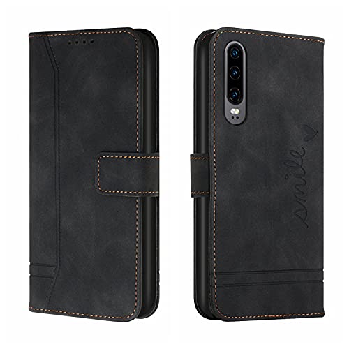 Trugox Handyhülle für Huawei P30 Hülle Klappbar Klapphülle mit Kartenfach Handytasche Handy Schutzhülle Tasche Leder Wallet Flip Case Slim Book Cover - Schwarz von Trugox