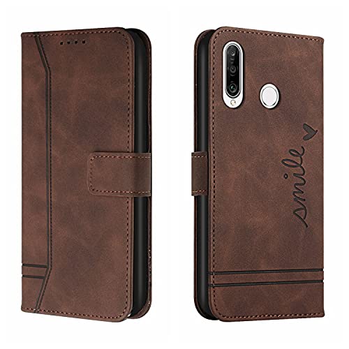 Trugox Handyhülle für Huawei P30 Lite Hülle Klappbar Klapphülle Totemblume mit Kartenfach Handytasche Handy Schutzhülle Tasche Leder Wallet Flip Case Book Cover - Braun von Trugox