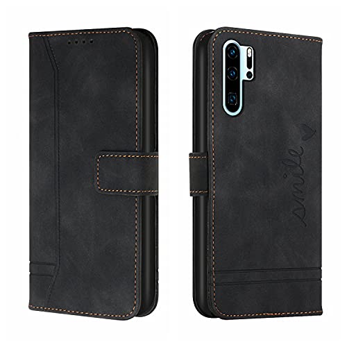Trugox Handyhülle für Huawei P30 Pro Hülle Klappbar Klapphülle mit Kartenfach Handytasche Handy Schutzhülle Tasche Leder Wallet Flip Case Slim Book Cover - Schwarz von Trugox