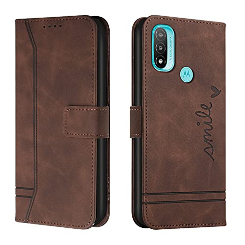Trugox Handyhülle für Motorola Moto E20 / E30 / E40 Hülle Klappbar Klapphülle mit Kartenfach Handytasche Handy Schutzhülle Tasche Leder Wallet Flip Case Slim Book Cover - Braun von Trugox
