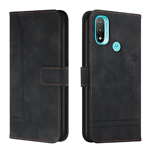 Trugox Handyhülle für Motorola Moto E20 / E30 / E40 Hülle Klappbar Klapphülle mit Kartenfach Handytasche Handy Schutzhülle Tasche Leder Wallet Flip Case Slim Book Cover - Schwarz von Trugox