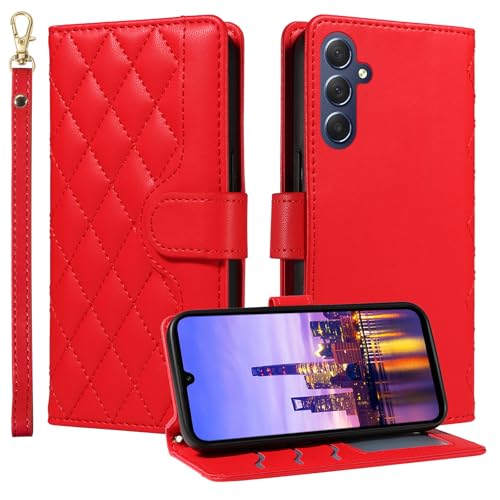 Trugox Handyhülle für Samsung Galaxy A16 4G 5G Hülle Klappbar Klapphülle Kariert mit Kartenfach Handytasche Schutzhülle Handy Tasche Leder Wallet Flip Case Cover - Rot Trugox Handyhülle für Samsung Galaxy A16 4G 5G Hülle Klappbar Klapphülle Kariert mit Kartenfach Handytasche Schutzhülle Handy Tasche Leder Wallet Flip Case Cover - Rot von Trugox