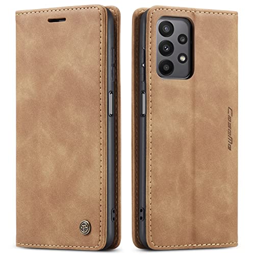 Trugox Handyhülle für Samsung Galaxy A23 5G / M23 5G / M13 4G Hülle Klappbar Klapphülle mit Kartenfach Handytasche Schutzhülle Handy Tasche Leder Geldfach Wallet Flip Case Book Cover - Hellbraun von Trugox