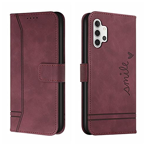 Trugox Handyhülle für Samsung Galaxy A32 5G Hülle Klappbar Klapphülle mit Kartenfach Handytasche Handy Schutzhülle Tasche Leder Wallet Flip Case Slim Book Cover - Bordeauxrot von Trugox