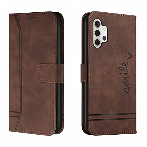 Trugox Handyhülle für Samsung Galaxy A32 5G Hülle Klappbar Klapphülle mit Kartenfach Handytasche Handy Schutzhülle Tasche Leder Wallet Flip Case Slim Book Cover - Braun von Trugox