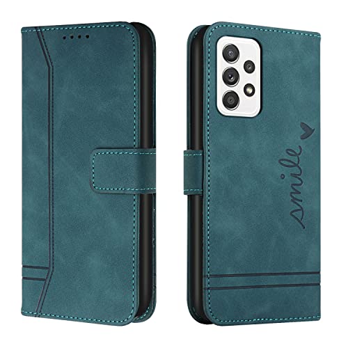 Trugox Handyhülle für Samsung Galaxy A33 5G Hülle Klappbar Klapphülle mit Kartenfach Handytasche Handy Schutzhülle Tasche Leder Wallet Flip Case Slim Book Cover - Blaugrün von Trugox