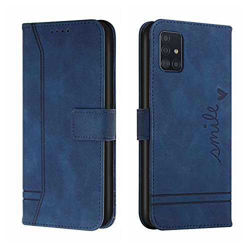 Trugox Handyhülle für Samsung Galaxy A51 / A515 Hülle Klappbar Klapphülle mit Kartenfach Handytasche Handy Schutzhülle Tasche Leder Wallet Flip Case Slim Book Cover - Blue von Trugox