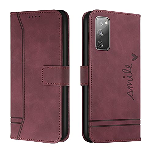 Trugox Handyhülle für Samsung Galaxy S20 FE 5G Hülle Klappbar Klapphülle mit Kartenfach Handytasche Handy Schutzhülle Tasche Leder Wallet Flip Case Slim Book Cover - Bordeauxrot von Trugox