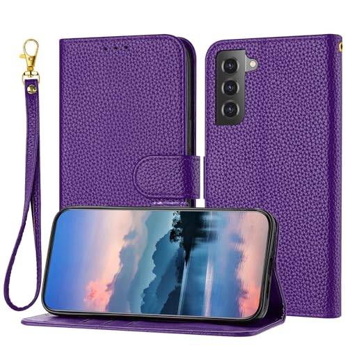 Trugox Handyhülle für Samsung Galaxy S21 FE 5G / S21FE Klapphüll Hülle Klappbare mit Kartenfach Ständer Schutzhülle Handytasche Handy Tasche Leder Wallet Flip Case Cover - Violett von Trugox